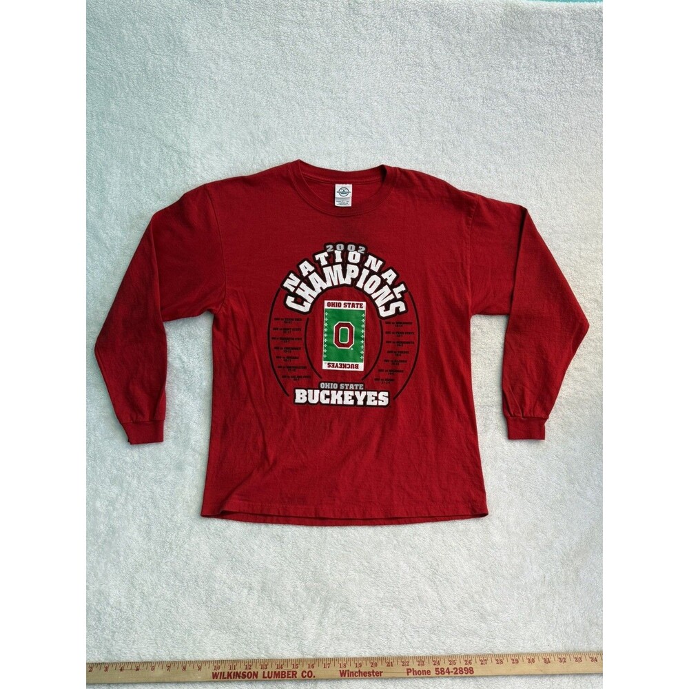 Vtg Ohio State Buckeyes Shirt Mens L Red National Champions 2002 Delta USA